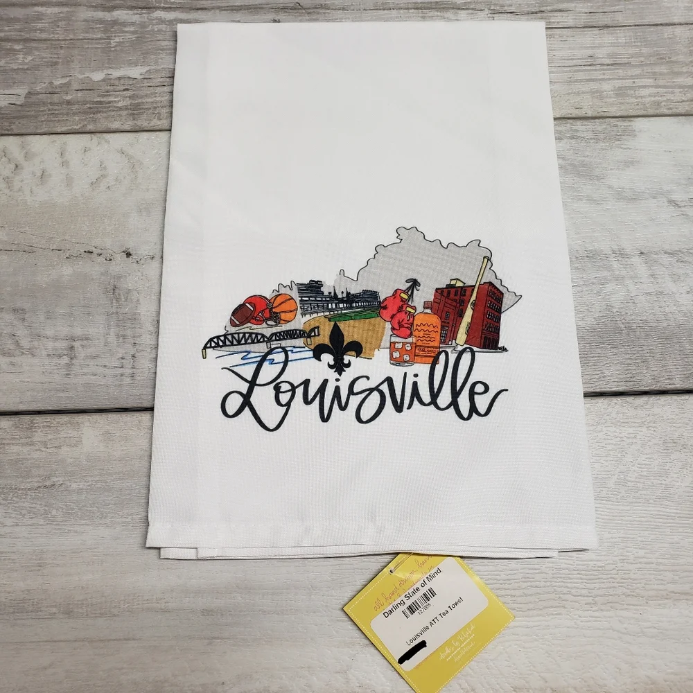 Louisville ATT Tea Towel 27 x 27 White Darling State of Mind Destination New